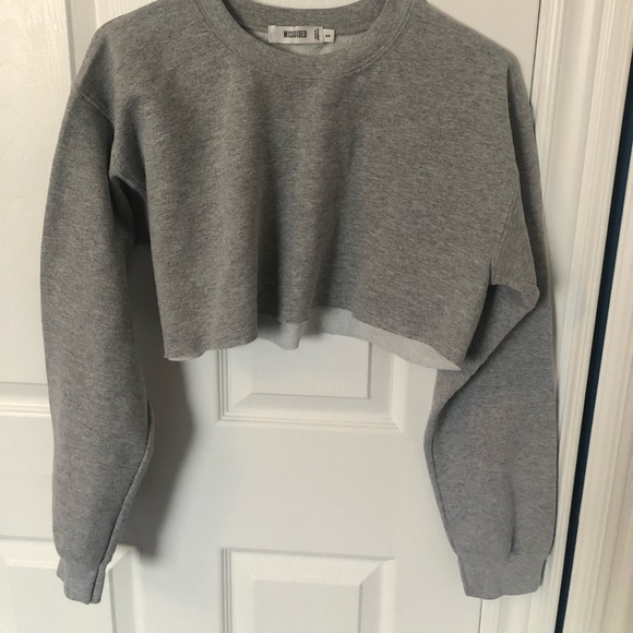 Misguided Grey Cropped Sweatshirt - Picture 1 of 2
